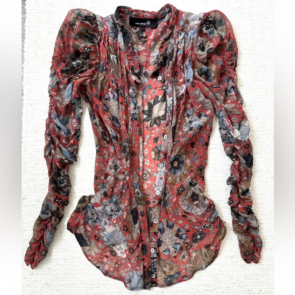 ISABEL MARANT SILK BLOUSE WITH SHIRRING